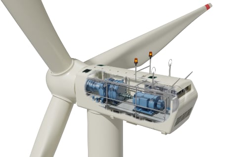 illustration technique d'une nacelle d'éolienne.