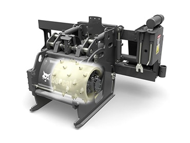 technical illustration with a ghost view of a ground grinder attachment