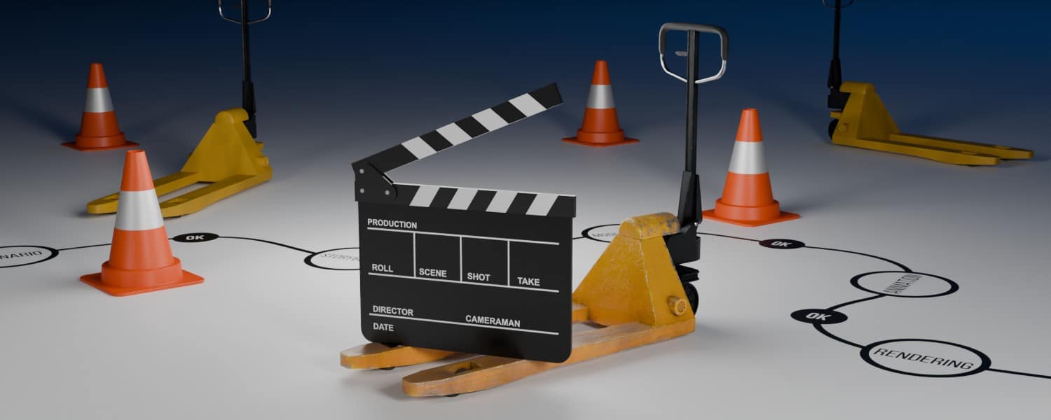 Illustration 3D des étapes de construction d'un film